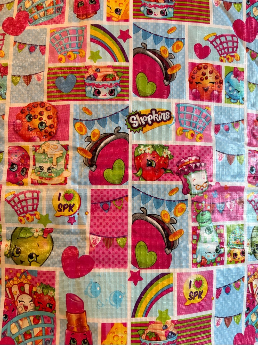 Shopkins 3 yards, 52 1/2 Wide Vinyl w/soft fabric backing. New